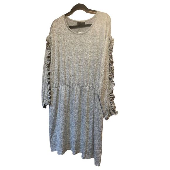 Lane Bryant Heather Grey Ruffled KnitDress Women Plus Size Dress 22/24 - Picture 1 of 4